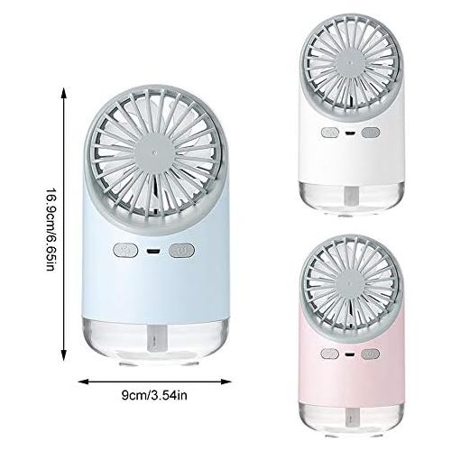  [아마존베스트]Hamkaw Mini Portable Fan with Spray Water 3 in 1 Multifunctional Silent Rechargeable Night Light Convenient for Home/Office/Camping/Car - White