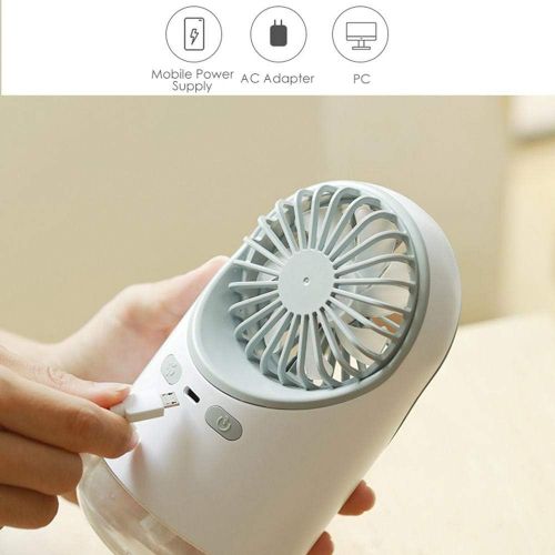  [아마존베스트]Hamkaw Mini Portable Fan with Spray Water 3 in 1 Multifunctional Silent Rechargeable Night Light Convenient for Home/Office/Camping/Car - White