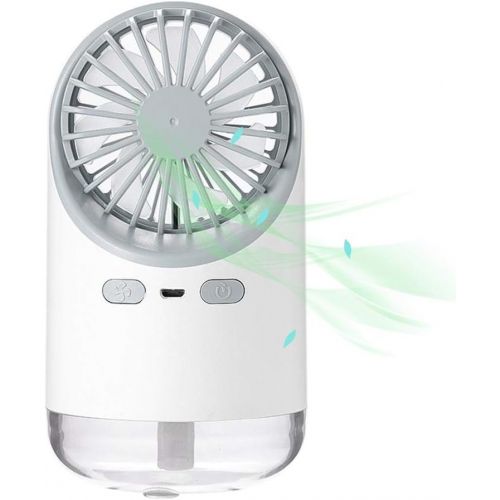  [아마존베스트]Hamkaw Mini Portable Fan with Spray Water 3 in 1 Multifunctional Silent Rechargeable Night Light Convenient for Home/Office/Camping/Car - White