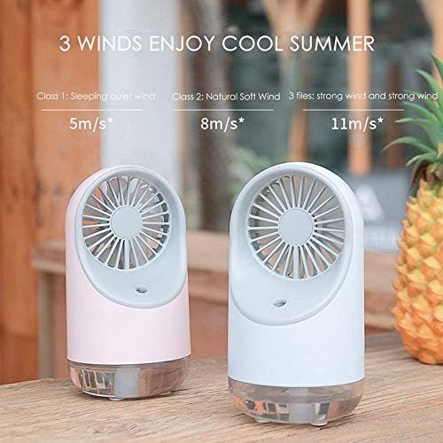  [아마존베스트]Hamkaw Mini Portable Fan with Spray Water 3 in 1 Multifunctional Silent Rechargeable Night Light Convenient for Home/Office/Camping/Car - White