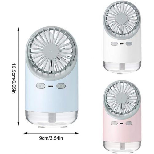  [아마존베스트]Hamkaw Mini Portable Fan with Spray Water 3 in 1 Multifunctional Silent Rechargeable Night Light Convenient for Home/Office/Camping/Car - White