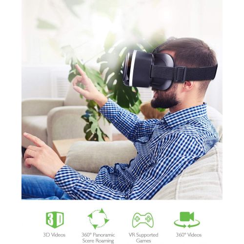  [아마존베스트][New Version]HAMSWAN 3D Virtual Reality Headsets with Unique Design and Multifunction Button Compatible with Smartphones Within 4.0-6.11 inch