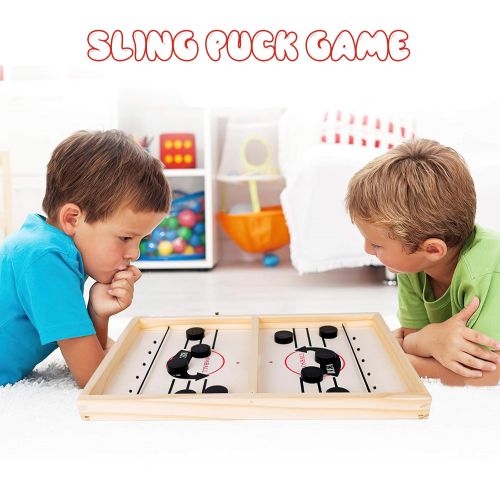  HAMSWAN Fast Sling Puck Game, Slingshot Games Toy, Table Desktop Battle 2 in 1 Ice Hockey Game, Desktop Sport Board Game, Winner Board Games Toys for Adults and Kids (13.8 in x 8.7 in)