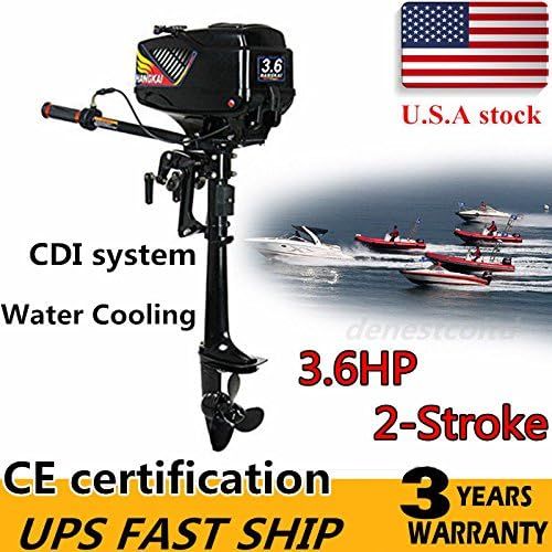  HANGKAI Outboard Motor,3.6HP 2-Stroke Outboard Motor Engine Fishing Boat Motor Water Cooling System Durable Cast Aluminum Construction for Superior Corrosion Protection (US Stock)