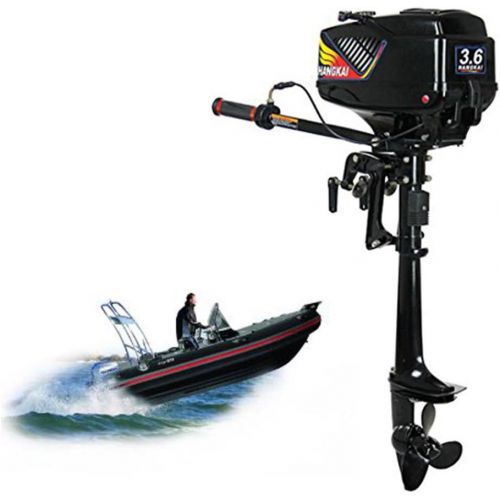  HANGKAI Outboard Motor,3.6HP 2-Stroke Outboard Motor Engine Fishing Boat Motor Water Cooling System Durable Cast Aluminum Construction for Superior Corrosion Protection (US Stock)