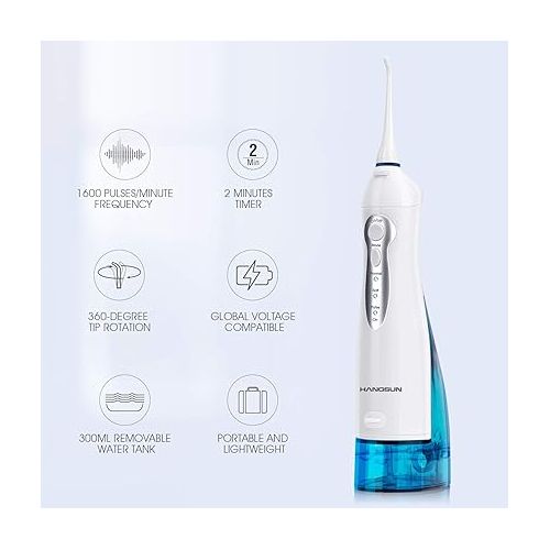  Water Flosser Professional Cordless Rechargeable Dental Oral Irrigator Water Jet for Teeth Braces Care with 8 Jet Tips for Travel and Home Use