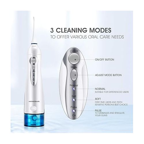  Water Flosser Professional Cordless Rechargeable Dental Oral Irrigator Water Jet for Teeth Braces Care with 8 Jet Tips for Travel and Home Use