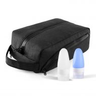 HANKCLES Travel Dopp Kit Waterproof Toiletry Bag Cosmetic Kit Bag Large Capacity Portable Shaving Kits Bag with Free Travel Bottles for Men (Glossy Black)