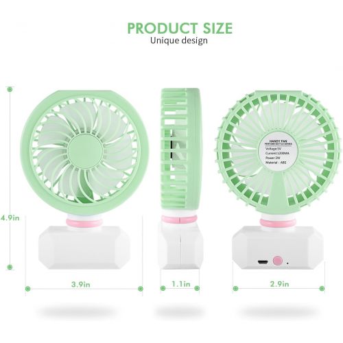  HANKCLES Mini Handheld Fan Perfume Series 3 Adjustable Speeds Setting Personal Portable Desktop Fan with USB Rechargeable (Mint Green)