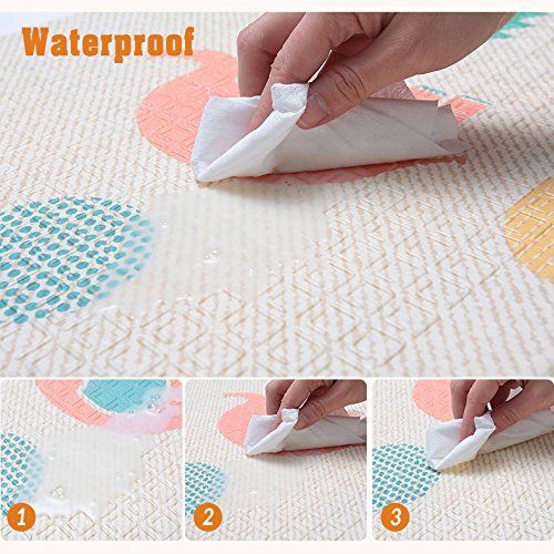  HAN-MM Baby Folding Mat Baby Playmat Foam XPE Playmat Foam Floor Slip Extra Large Foam Reversible Waterproof Portable Double Sides Kids Baby Toddler Outdoor or Indoor Use Non...