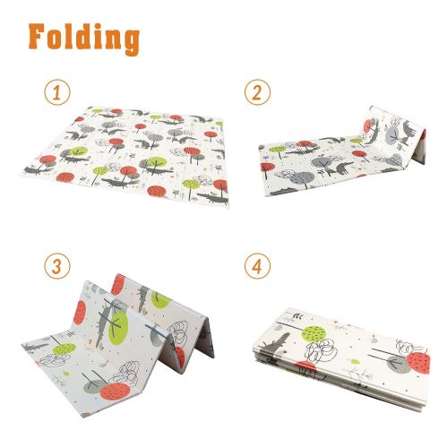  HAN-MM Baby Folding Mat Baby Playmat Foam XPE Playmat Foam Floor Slip Extra Large Foam Reversible Waterproof Portable Double Sides Kids Baby Toddler Outdoor or Indoor Use Non...