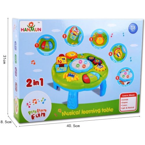  [아마존 핫딜]  [아마존핫딜]HANMUN Musical Learning Table Baby Toy - Electronic Education Activity Center Toys for Toddlers Early Development Activity Toy (Green)­