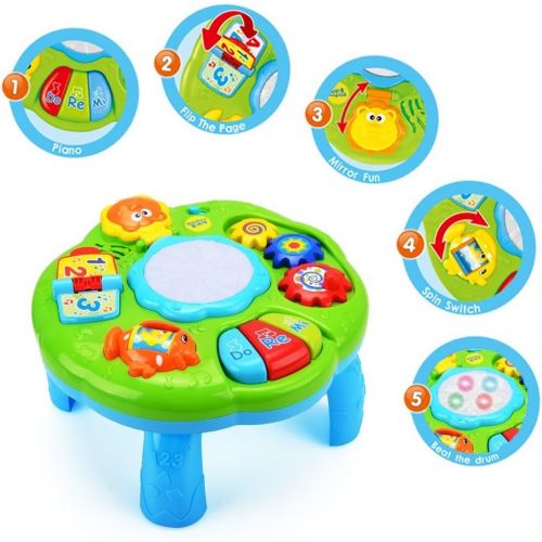  [아마존 핫딜]  [아마존핫딜]HANMUN Musical Learning Table Baby Toy - Electronic Education Activity Center Toys for Toddlers Early Development Activity Toy (Green)­