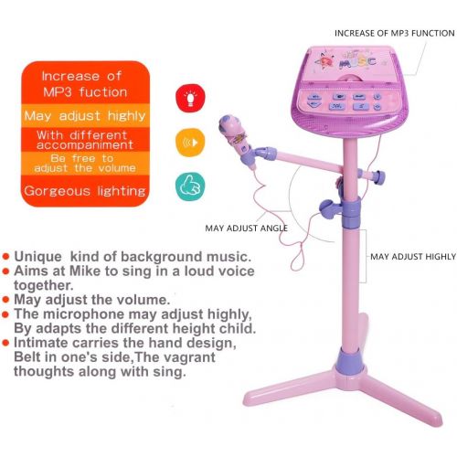  [아마존베스트]HANMUN Kids Karaoke Machine Microphone Stand (Pink) ¡­