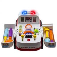 HANMUN Ambulance Toy Medical Kits Kids - 2020 Medical Play Kit Ambulance Toy with Lights and Sound Toddlers Euipment Rescue Vehicle Bump & Go …