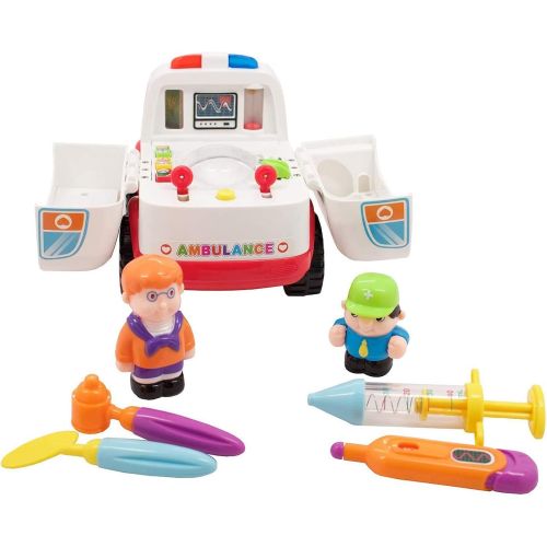  HANMUN Ambulance Toy Medical Kits Kids - 2020 Medical Play Kit Ambulance Toy with Lights and Sound Toddlers Euipment Rescue Vehicle Bump & Go …