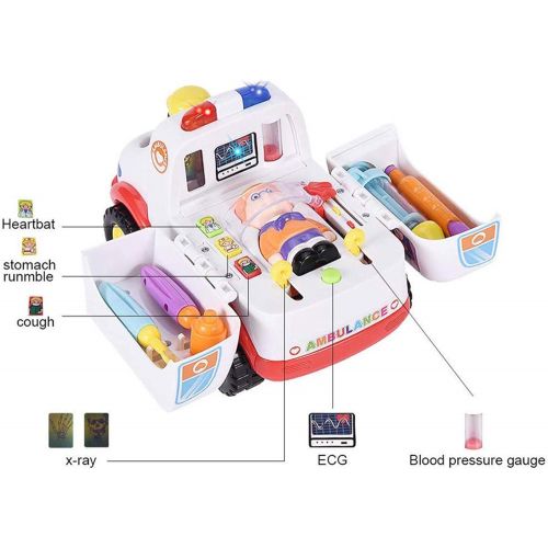  HANMUN Ambulance Toy Medical Kits Kids - 2020 Medical Play Kit Ambulance Toy with Lights and Sound Toddlers Euipment Rescue Vehicle Bump & Go …