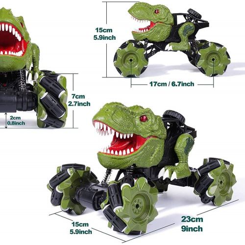  HANMUN Remote Control Car Dinosaur Toys - 2.4 GHz Monster Truck 360° Spins Stunt Car Rechargeable Cars Toys 45° Drift Outdoor for Boys Girls