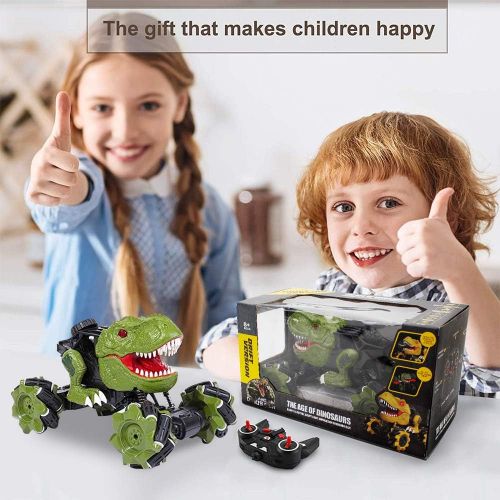  HANMUN Remote Control Car Dinosaur Toys - 2.4 GHz Monster Truck 360° Spins Stunt Car Rechargeable Cars Toys 45° Drift Outdoor for Boys Girls