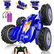 HANMUN Remote Control Car Stunt Car - 360° Rotating Racing Cars 4WD Double Sided Flips Spins RC Car 2.4GHz High Speed Off Road Vehicle with LED Headlights Gifts Toys for Boys Age 6-12 Yea