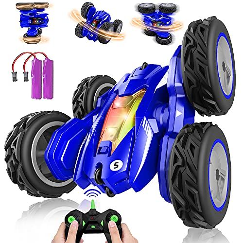  HANMUN Remote Control Car Stunt Car - 360° Rotating Racing Cars 4WD Double Sided Flips Spins RC Car 2.4GHz High Speed Off Road Vehicle with LED Headlights Gifts Toys for Boys Age 6-12 Yea