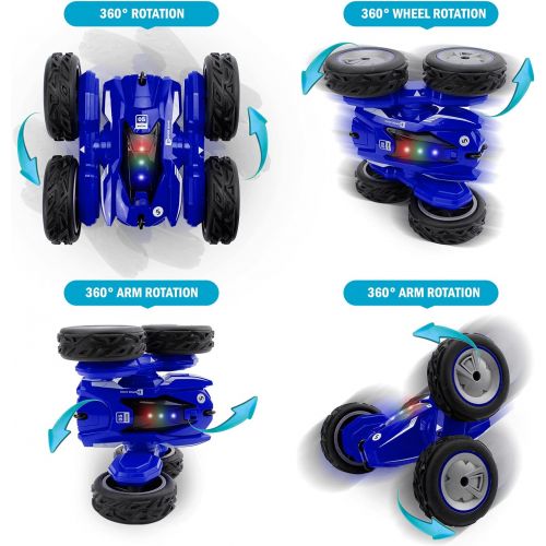  HANMUN Remote Control Car Stunt Car - 360° Rotating Racing Cars 4WD Double Sided Flips Spins RC Car 2.4GHz High Speed Off Road Vehicle with LED Headlights Gifts Toys for Boys Age 6-12 Yea