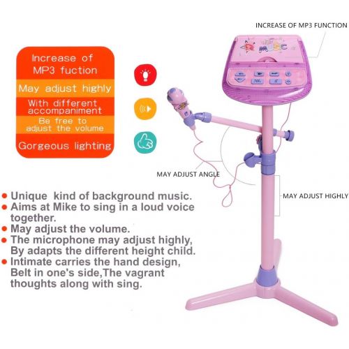  HANMUN Kids Karaoke Machine Microphone Stand (Pink)