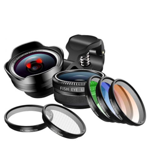  HAO Profession Smartphone Lenses Camera for Apple iPhone X HTC CPL+Wide Angle+Macro+Filter+Fish Eye+Star Filter Six Line 8 in 1 Lens