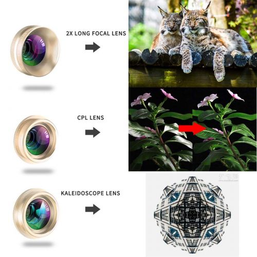  HAO 7 in 1 Kit Mobile Phone Camera Lens Fish Eye Wide Angle Macro Lens CPL Kaleidoscope 2X Telephoto Zoom for Smartphone