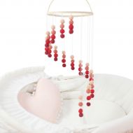 HAO JIE Baby Crib Mobile Gradient Red Set Wool Felt Balls Pom Pom Balls Mobile Nursery Cot Gender Neutral...