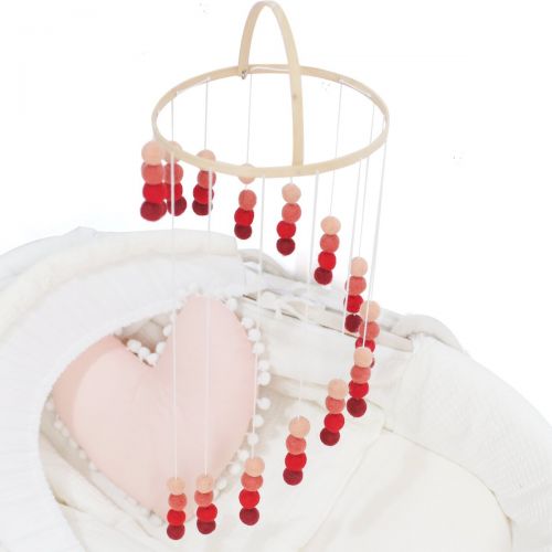  HAO JIE Baby Crib Mobile Gradient Red Set Wool Felt Balls Pom Pom Balls Mobile Nursery Cot Gender Neutral...
