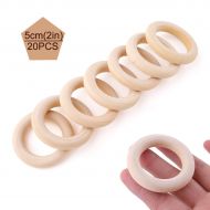 HAO JIE Teething Ring for Babies 5cm(1.9in) 20pcs Wood Rings for Crafts Maple DIY Bracelet Nursing Accessories (0.35in thick)