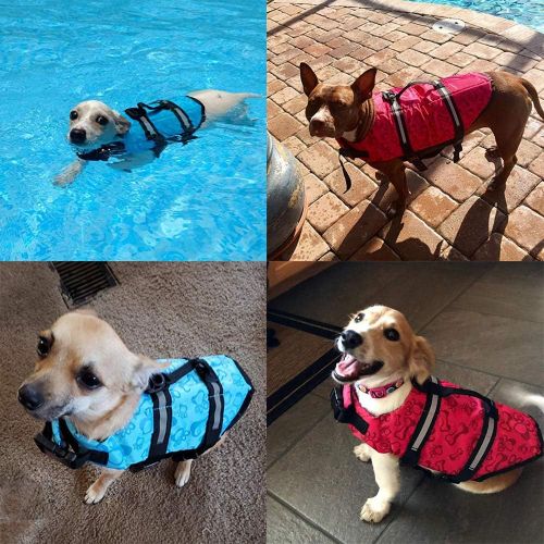  HAOCOO Dog Life Jacket Vest Saver Safety Swimsuit Preserver with Reflective Stripes/Adjustable Belt for Dog