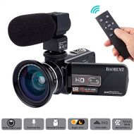 HAOHUNT Camcorder Digital Video Camera HD 1080P 30fps 3.0 INCH Touch Screen 24MP Camcorder with Microphone and Wide Angle Lens Vlogging Camera with Remote Control Infrared Night Vision Rec