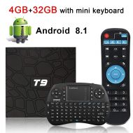 Android TV Box, HAOSIHD T9 Android 8.1 TV Box with Remote Control & Mini Keyboard, 4GB RAM 32GB ROM RK3328 Quad-core, Support 4K Full HD 2.4Ghz WiFi BT 4.1 Smart TV Box