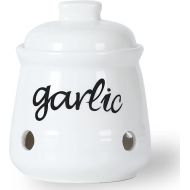 Garlic Keeper with Lid, Ceramic Mini Garlic Saver Container for Countertop, Farmhouse Kitchen Decor