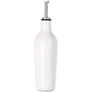 HAOTOP Ceramic Olive Oil Dispenser Bottle,Perfect for Storage of Oil or Vinegar,13 oz (White)