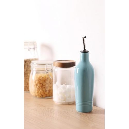  HAOTOP Ceramic Olive Oil Dispenser Bottle,Perfect for Storage of Oil or Vinegar,13 oz (Turquoise)