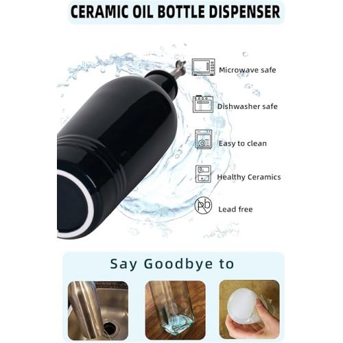  HAOTOP Ceramic Olive Oil Dispenser Bottle,Perfect for Storage of Oil or Vinegar,13 oz (Navy)