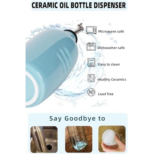  HAOTOP Ceramic Olive Oil Dispenser Bottle,Perfect for Storage of Oil or Vinegar,16 oz (Turquoise)