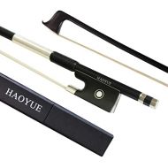 HAOYUE Violin Bow - Violin Bow 4/4 Full Size - Carbon Fiber Violin Bow - Handmade with Natural Mongolian Horse Hair (Black)