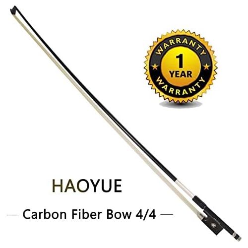  HAOYUE Violin Bow - Violin Bow 4/4 Full Size - Carbon Fiber Violin Bow - Handmade with Natural Mongolian Horse Hair (Black)