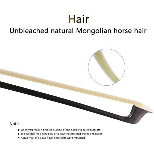  HAOYUE Violin Bow - Violin Bow 4/4 Full Size - Carbon Fiber Violin Bow - Handmade with Natural Mongolian Horse Hair (Black)