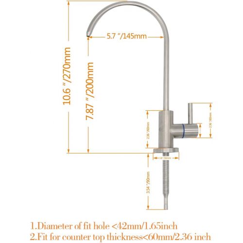  HAPHID Drinking Water Faucet 100% Lead-Free 7-Shaped Kitchen Sink Water Filtration Faucet Fits Water Filter or Reverse Osmosis System in Non-Air Gap, Stainless Steel 304 Body Brush