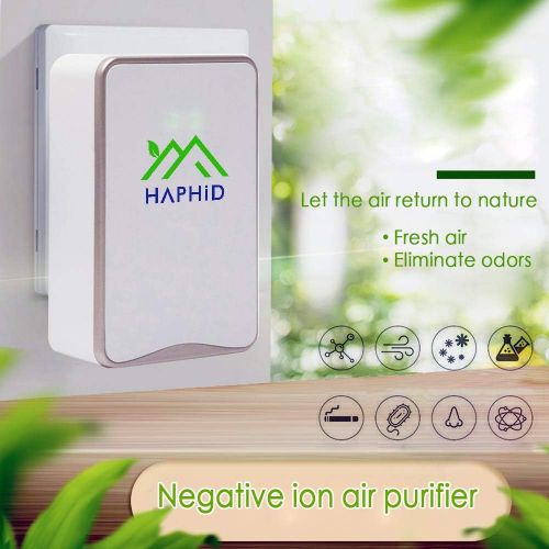  [아마존베스트]HAPHID Negative Ion Generator-Plug In Air Purifier with Highest Output - Up to 32 Million Negative Ions/Sec, Filterless Mobile Ionizer & Portable Purifier Clean: Allergens,Pollutan