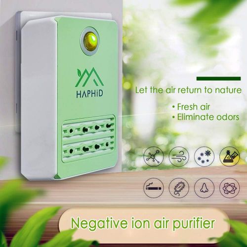  HAPHID Negative Ion /Plug In Air Purifier with Highest Output - Up to 34 Million Negative Ions/Sec, Filterless Air Purifier Clean: Pollutants,Odors,Pets Smell Etc (1-Pack）