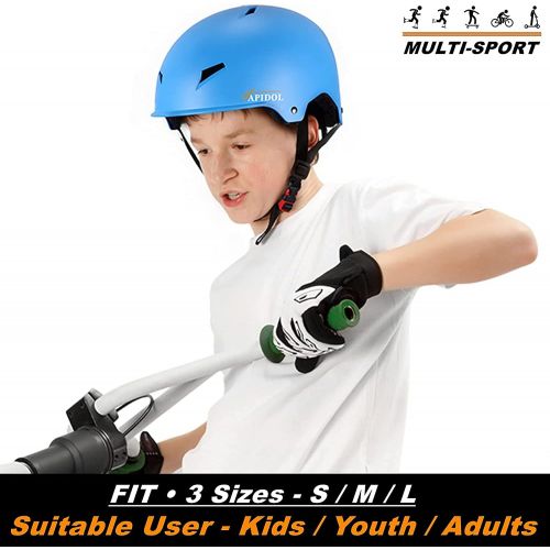  HAPIDOL Skateboard Helmet - Impact Resistance & Ventilation, Multi-Sport Skateboarding Scooter Skate Roller Skating Bike Helmets for Kids, Youth & Adults, 3 Sizes