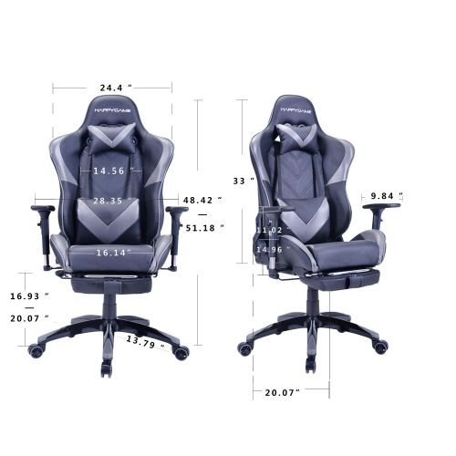  HAPPYGAME Heavy Duty Multifunctional Office Chair Designed for pro Gaming and Office with Footrest, Backrest, Pillows Recliner, Swivel Rocket Tilt and Seat Height Adjustment OS7612