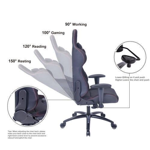  HAPPYGAME VCAS05 Racing Style Gaming Large Ergonomic High-Back Breathable Fabric Office Executive Computer Desk Chair with Headrest and Lumbar Support, Black