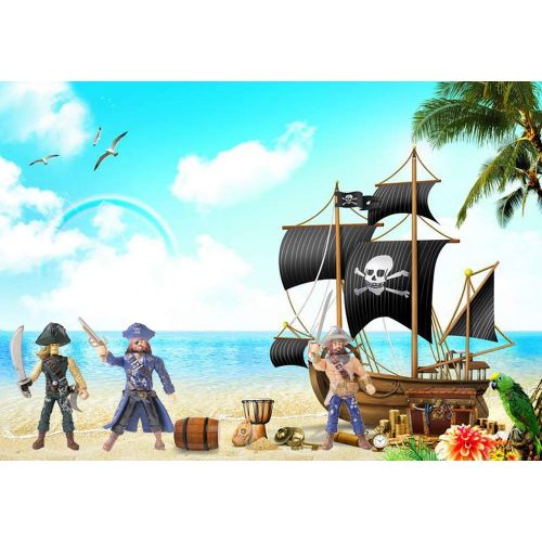  HAPTIME 6 pcs Pirates Action Figure Playset with 6 Weapons / Sea Rover Toy (Each 3.75 ) (Pirate)